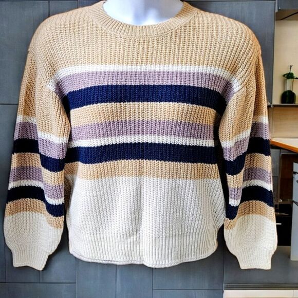 NWT RUE21 Women's Multi- Color OVERSIZED Striped Crew Neck Sweater XS - Large - Picture 1 of 12